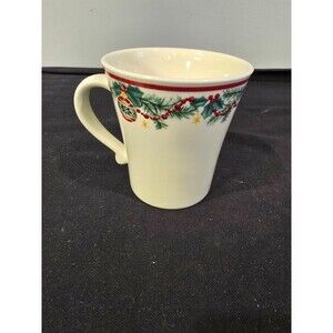 Pfaltzgraff Holiday Garland Christmas Mug – Holly, Berries & Ornaments – 12 oz